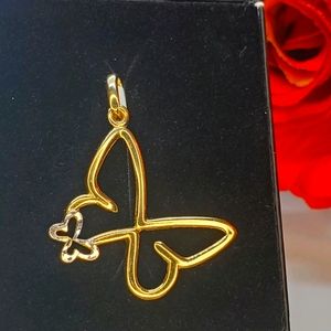 14kt Solid Two-Tone - Butterfly Pendant